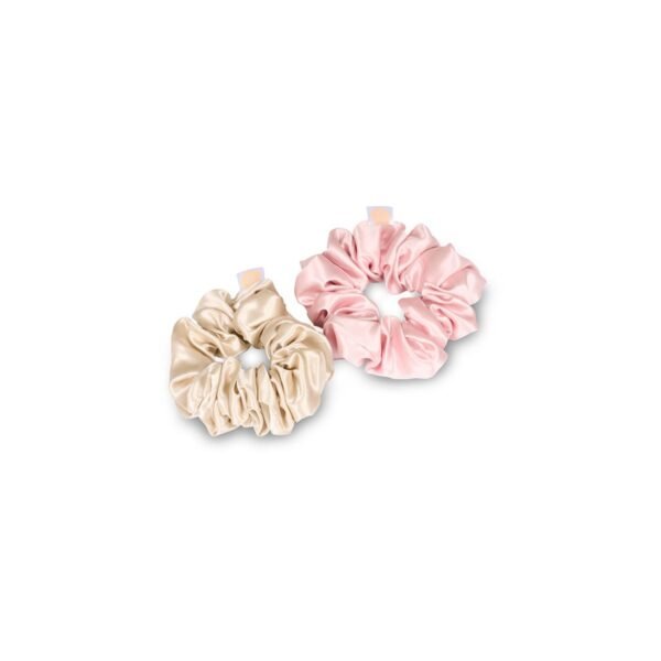 crunches wit roze Beauty Pillow Satijnen Scrunchie Set (2 stuks)